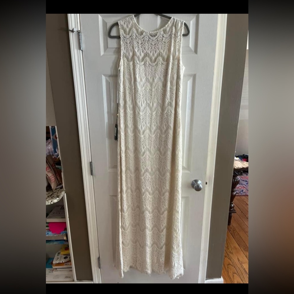 NWT- Todashi Shoji ivory embroidered sleeveless maxi dress